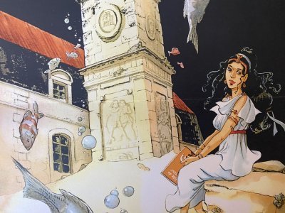 Des personnages de BD se sont glissés dans l'affiche d'Isabelle Dethan - - © Jean-Guy Vizet (CLP)